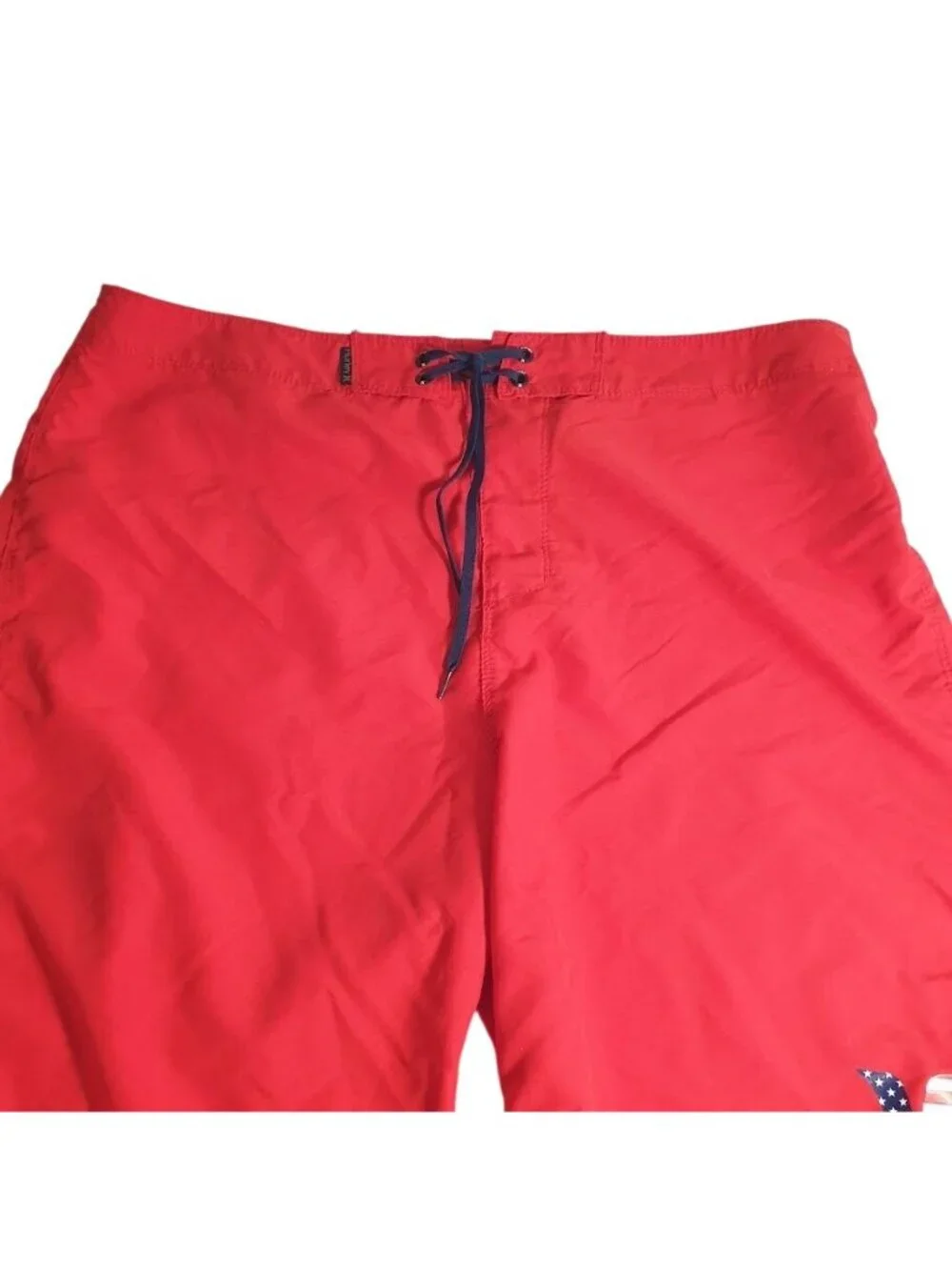 Hurley Men Red Board Shorts American Flag Logo Waist 36 Back Pocket 20 Inch